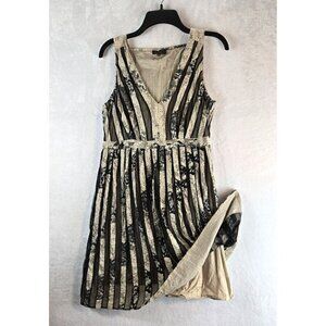 Adolfo Dominguez Ribbon Dress Skater Cocktail Party Sleeveless Sz 10 Above Knee